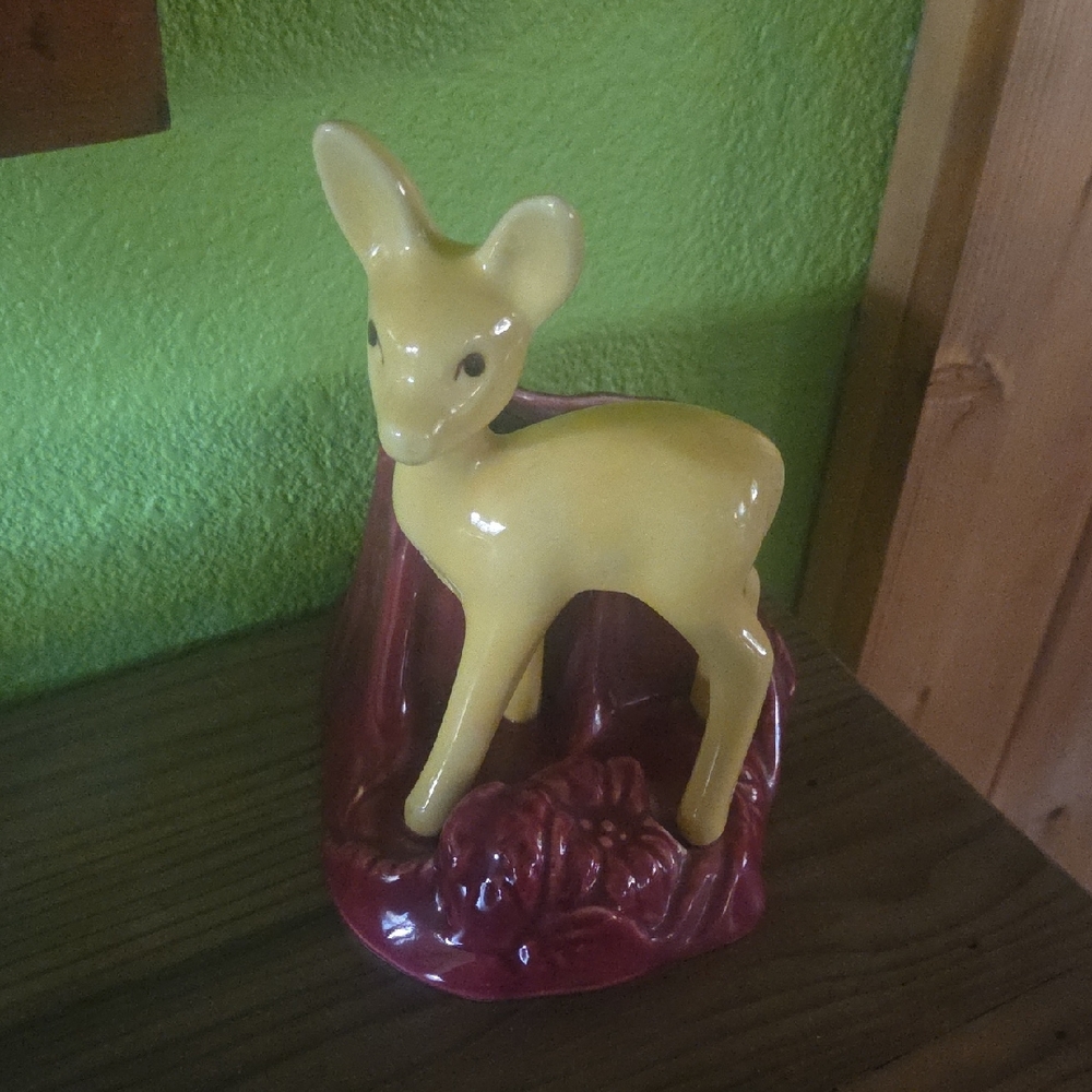 Yellow Deer Ceramic Figurine